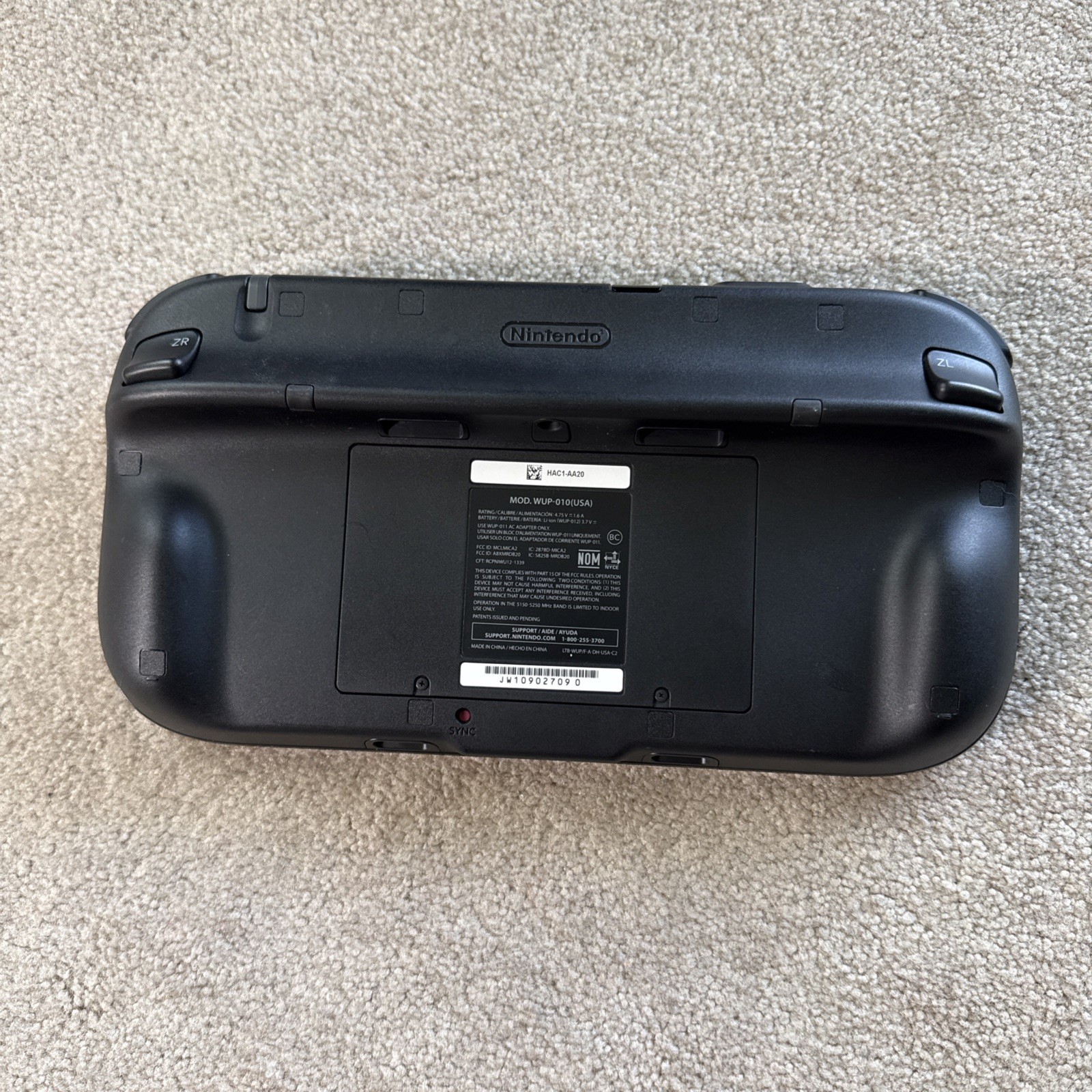 Nintendo Wii U GamePad WUP-010(USA) Black Tablet W/ Stylus & Charger Clean Works