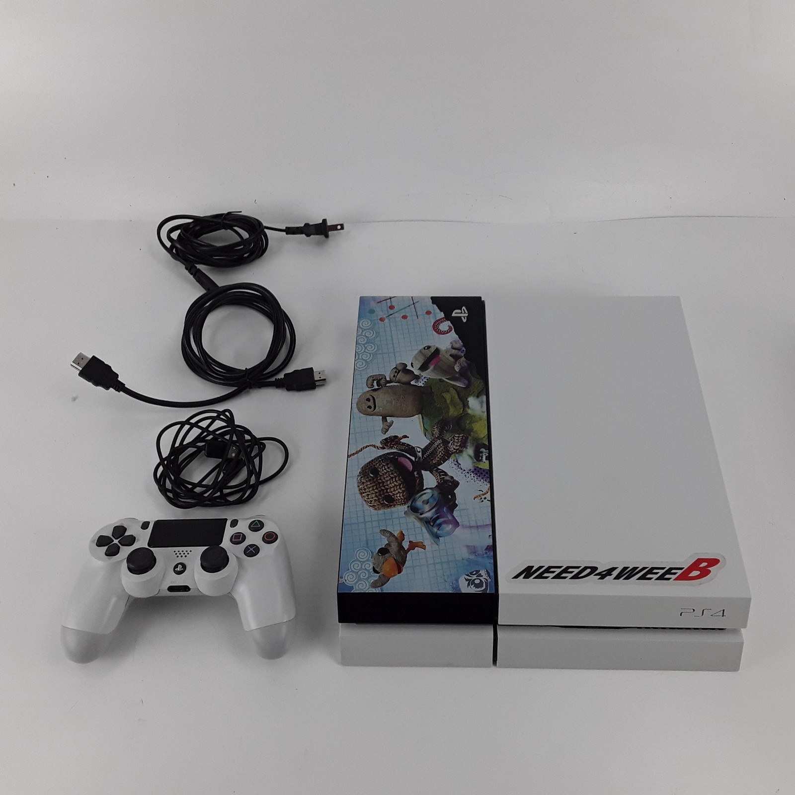 Sony PlayStation 4 PS4 Console White Bundle Custom Faceplate Controller Cables