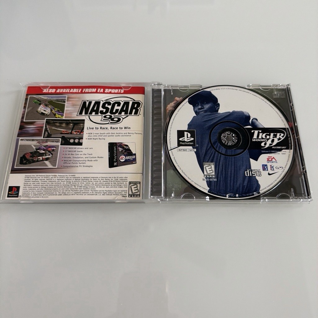 Tiger Woods 99 PGA Tour Golf Sony PlayStation 1 Ps1 Rated E EA Sports