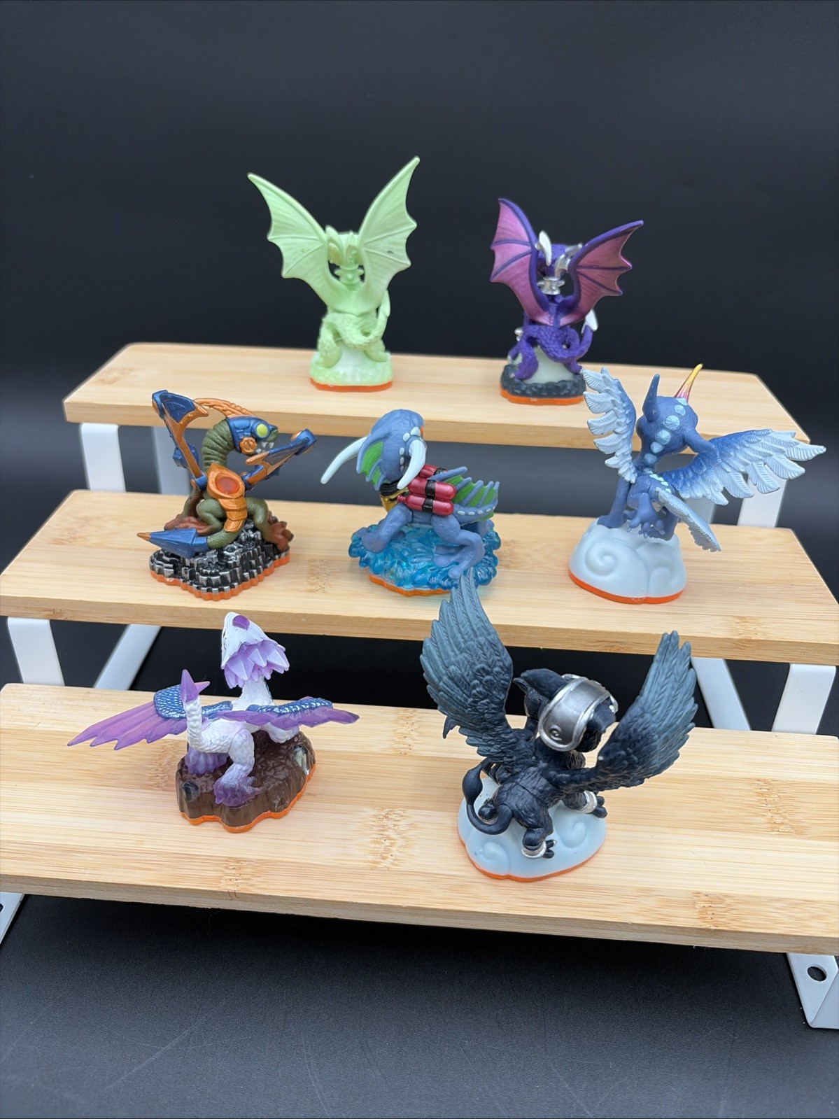 Skylanders Giants Lot Flashwing Drobot Cynder Zap Sonic Boom Jet Vac Orange Base