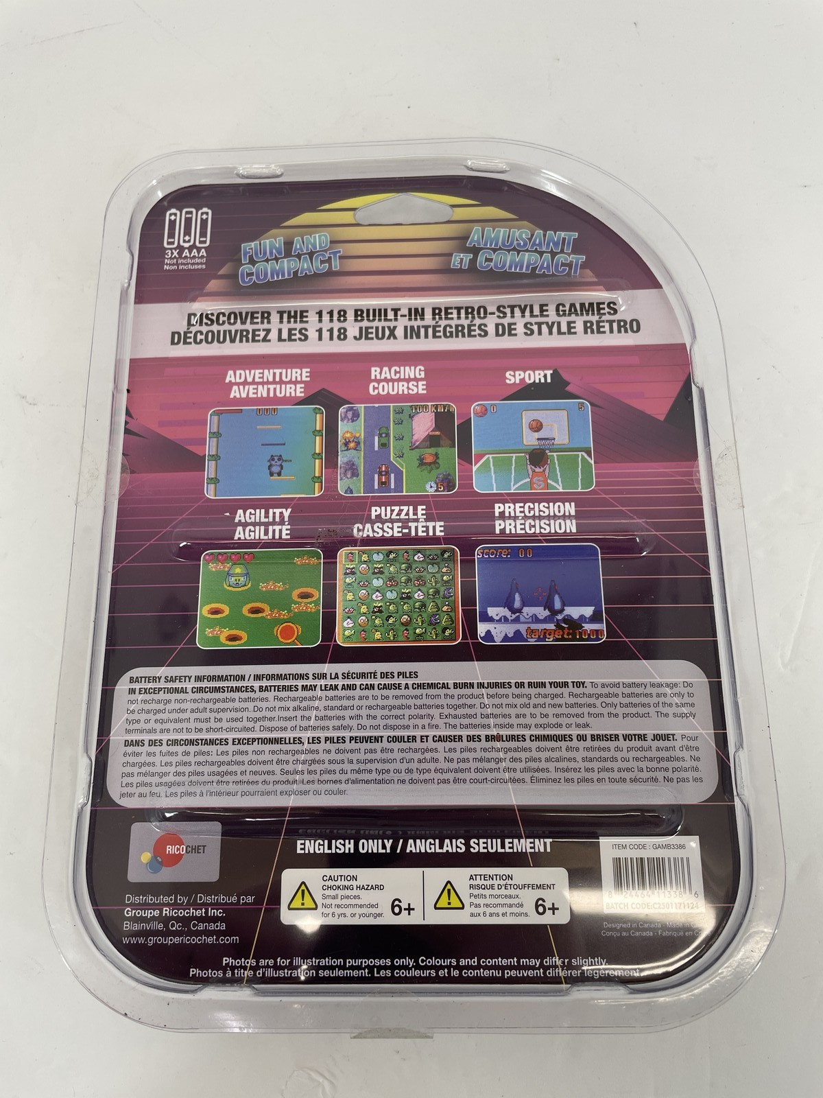 Ricchet Classic Retro Gaming Handheld Console 118 Built-In 8-Bit Games Blue NEW