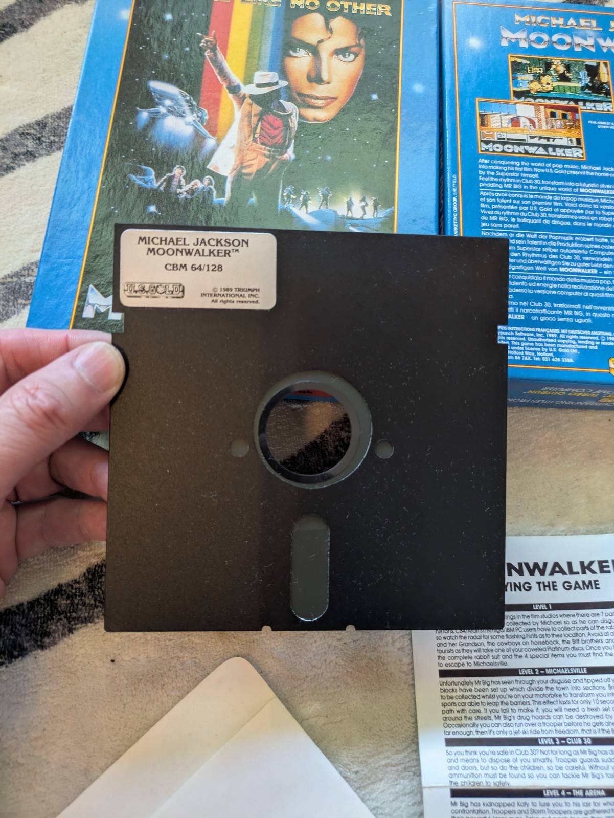 V RARE Michael Jackson Moonwalker Commodore 64/128 Disk Mint Poster PAL CIB