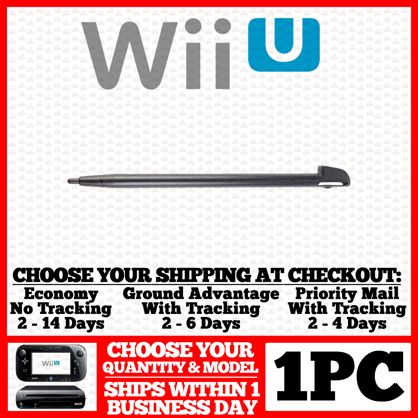 Stylus For Nintendo Wii U Black Plastic Pen Replacement “Wii U”