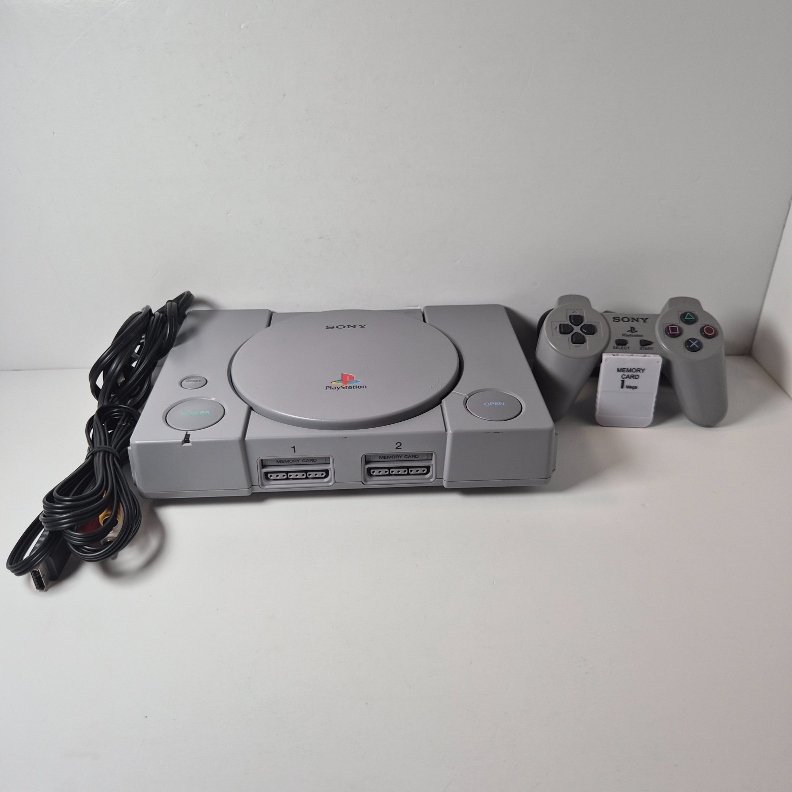 Sony PlayStation 1 PS1 Console Bundle Controller Memory Card Tested