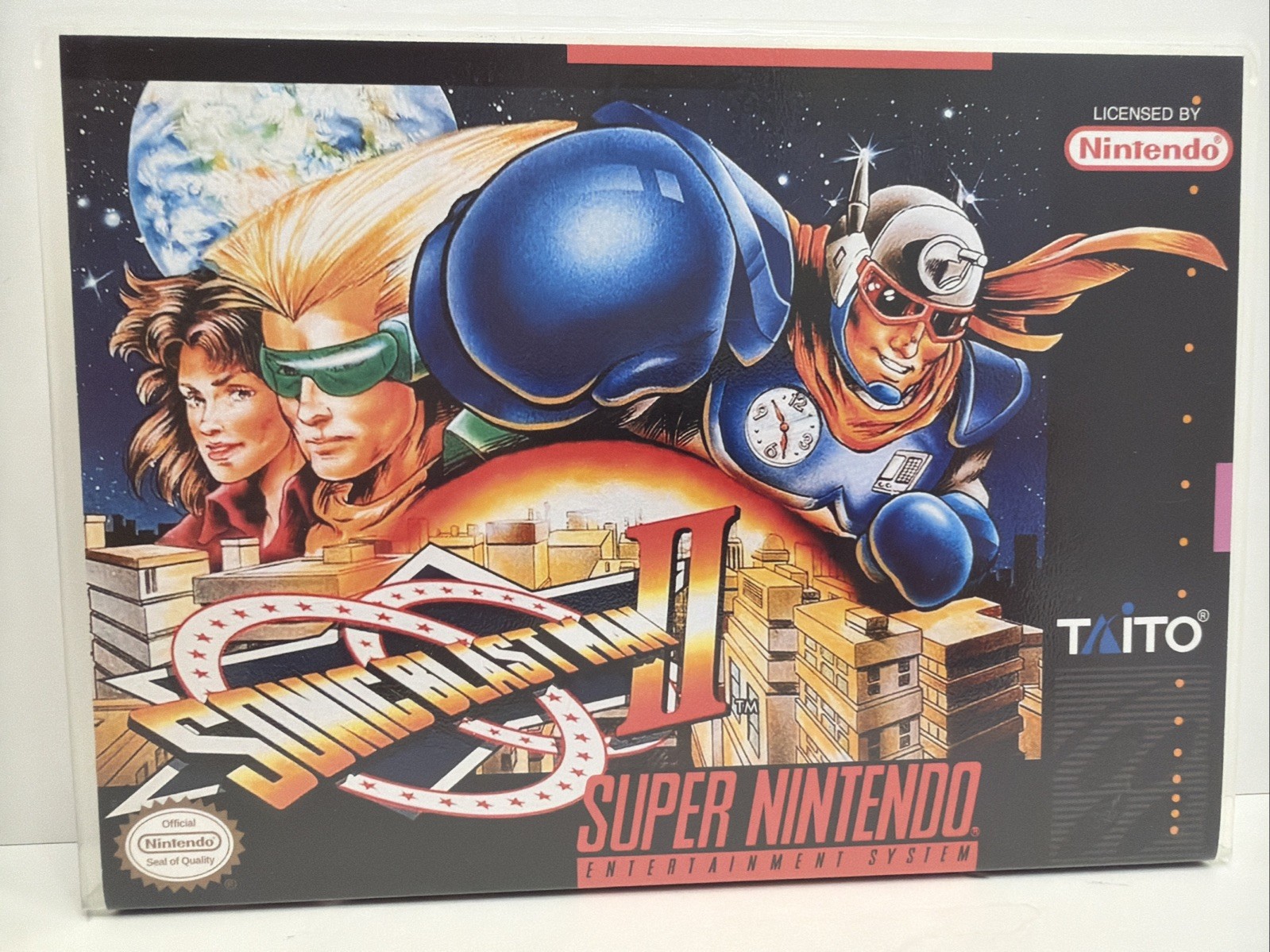 Sonic Blast Man II 2 Super Nintendo Game SNES Authentic +Collector Case Minty