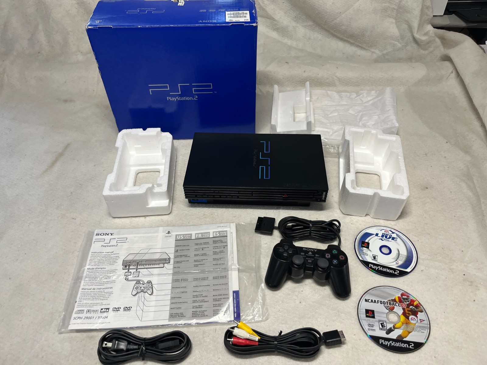 Barely Used Sony Playstation 2 PS2 Console System 39001 Complete in Original BOX