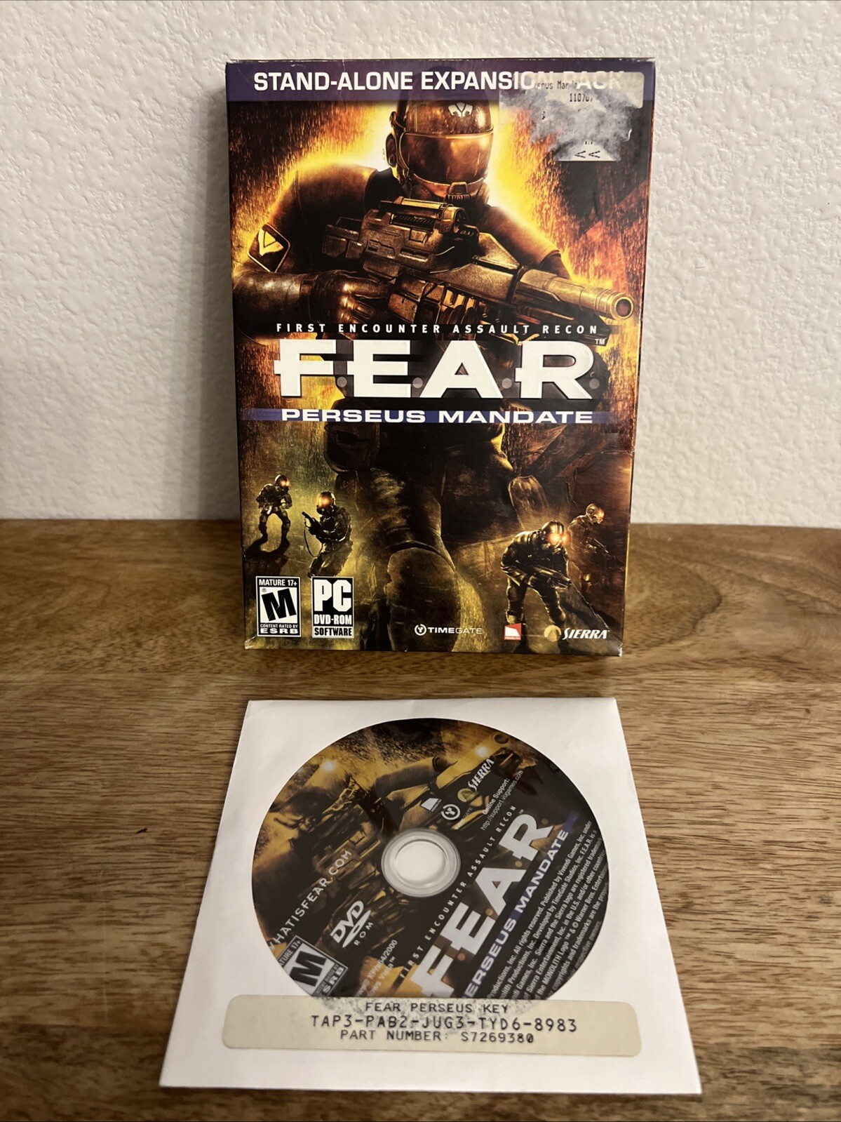 Fear Perseus Mandate First Encounter Assault Rec Video Game Pc Cd-Rom M-Mature