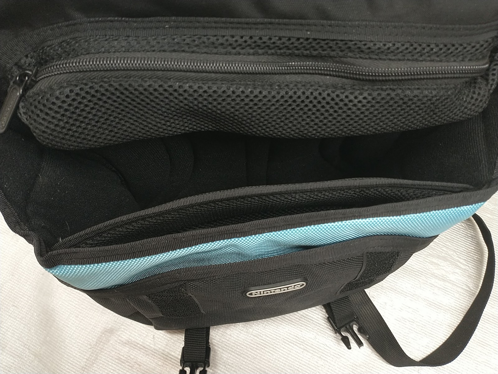 Nintendo Wii Console Travel Messenger Bag Black Grey Blue Shoulder Carrying Case