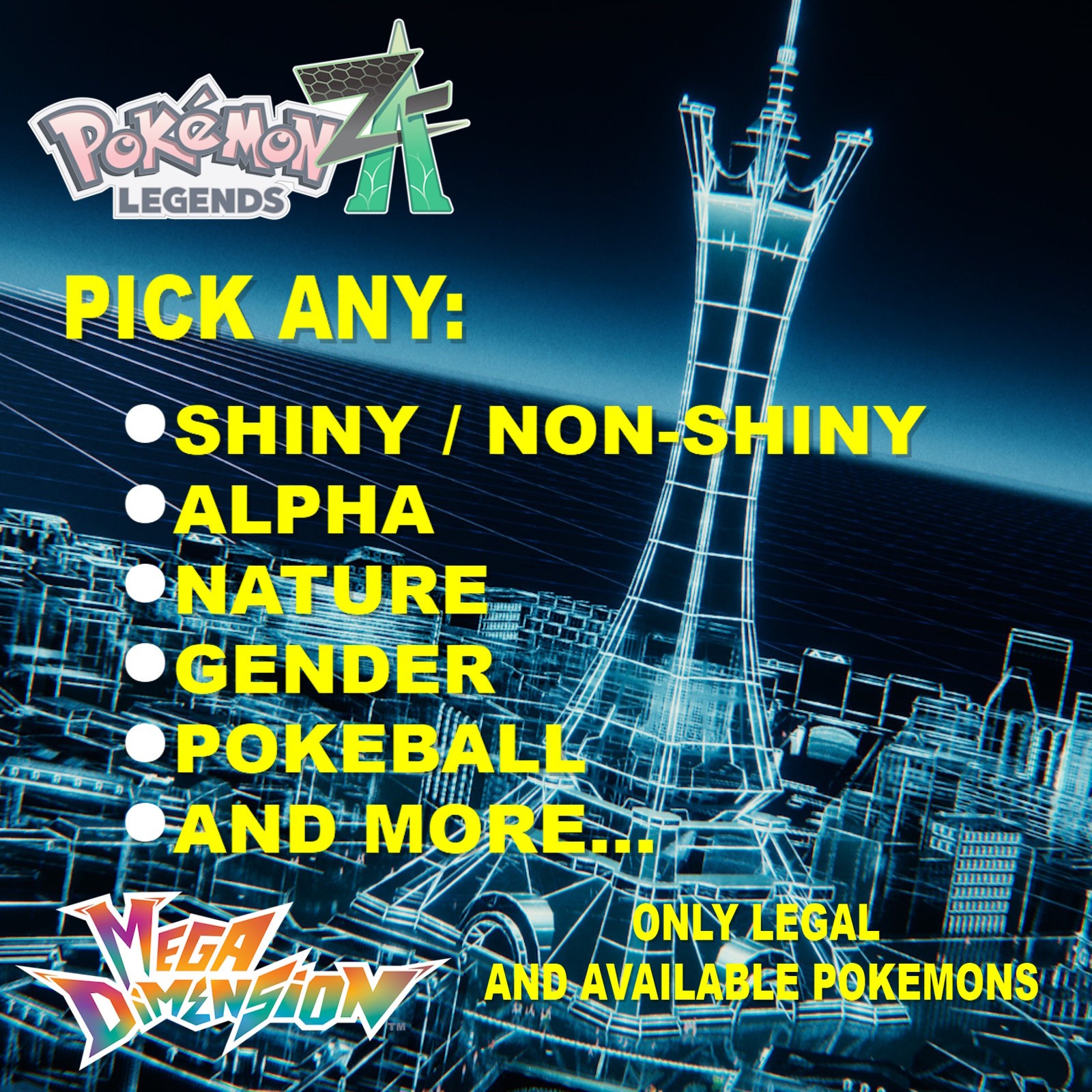 ✨ Pokemon Legends ZA (Z-A) ✨ Any Shiny Alpha ✨ 6IV ✨ NEW DLC 💥 Pokemon ZA