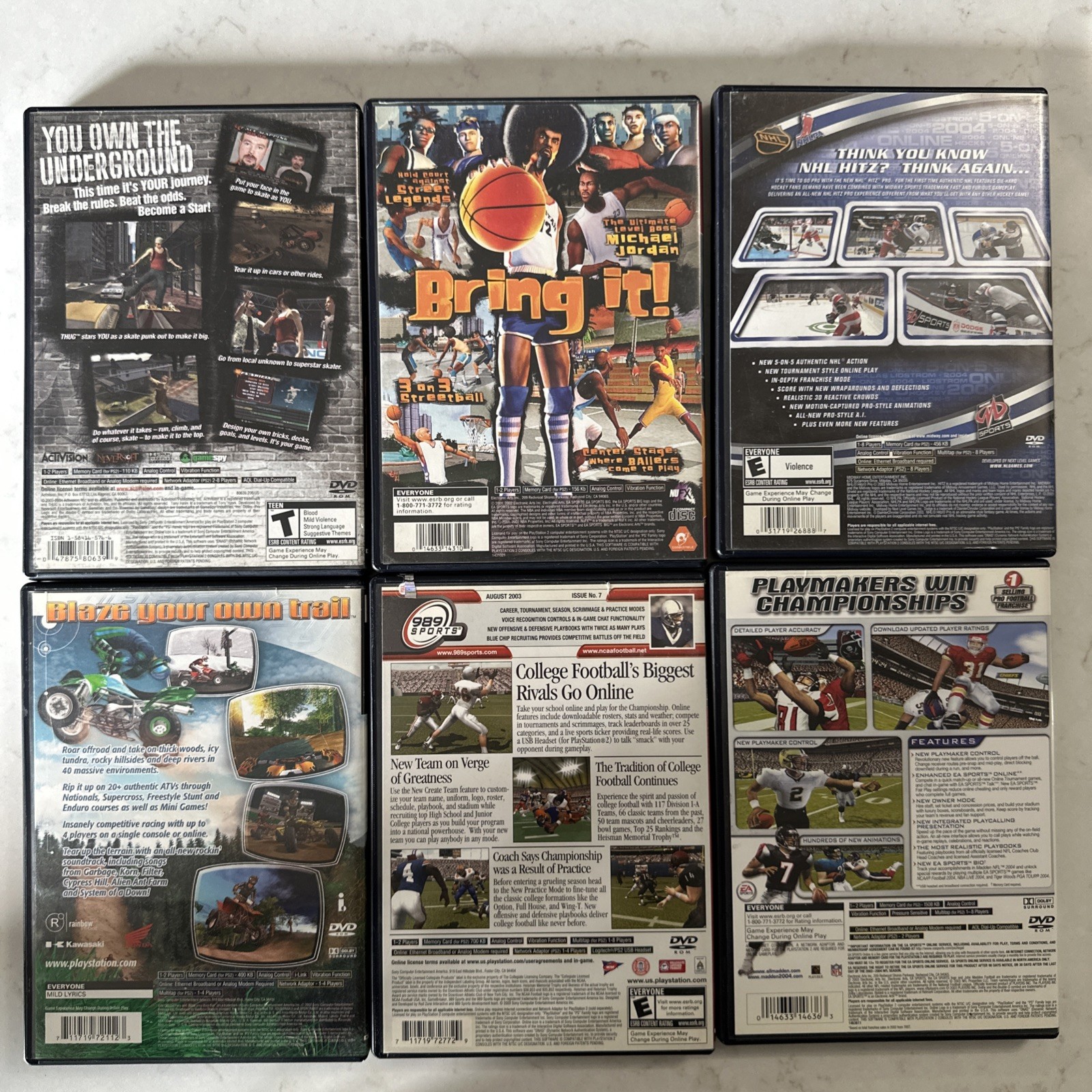 Lot of 6 PS2 PlayStation 2 Games Tony Hawk’s Underground NBA Street NHL Hitz Pro