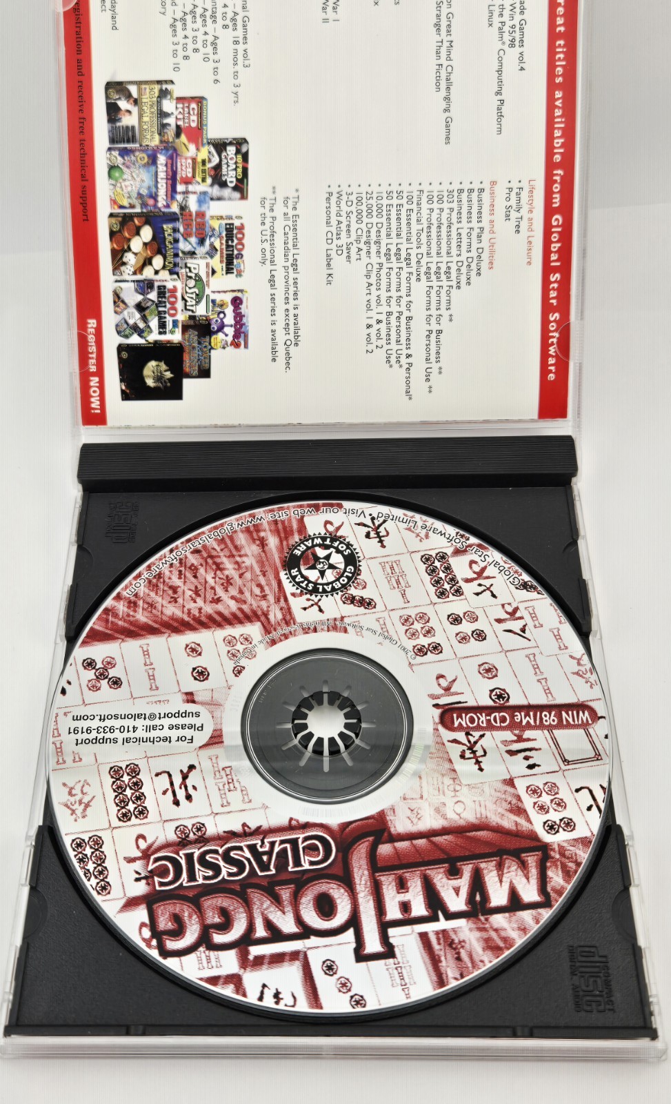 Mahjongg Classic PC CD-ROM Global Star Software Win 98/Me CIB Good Cond Tested