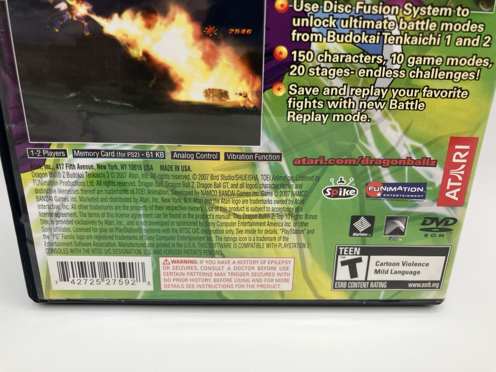 Dragon Ball Z: Budokai Tenkaichi 3 (PS2, 2007) Case & Manual Only **NO GAME**