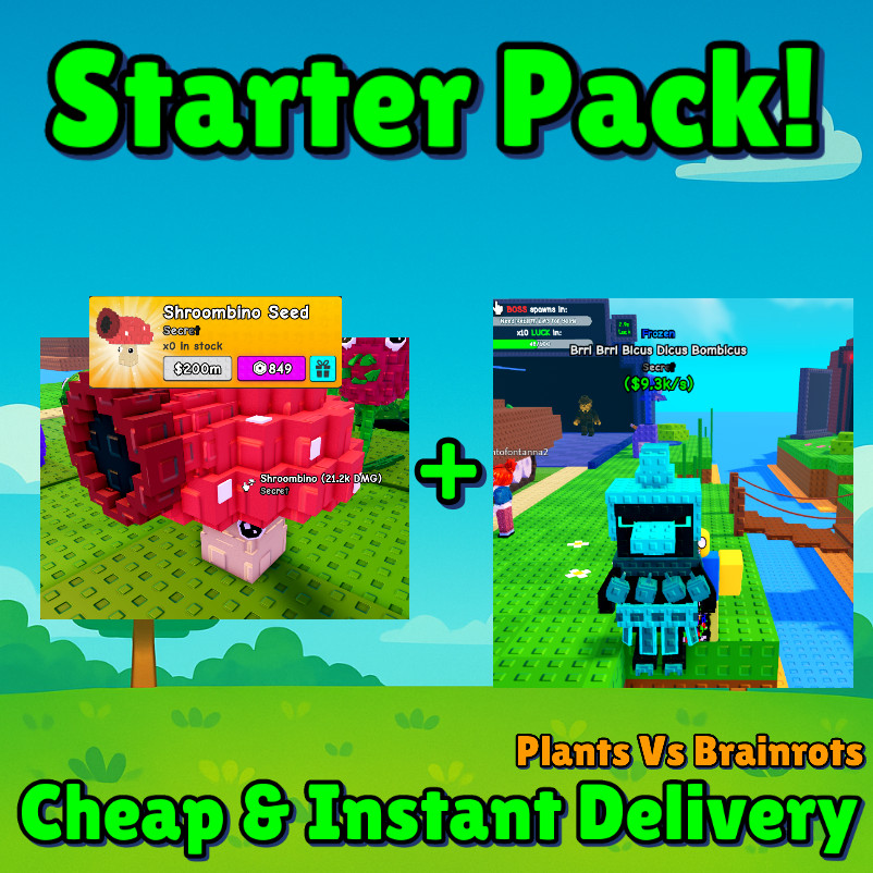 [🟢ONLINE ] Starter Pack | PLANTS VS BRAINROTS! | Shroombino | Brr Brr Bicus