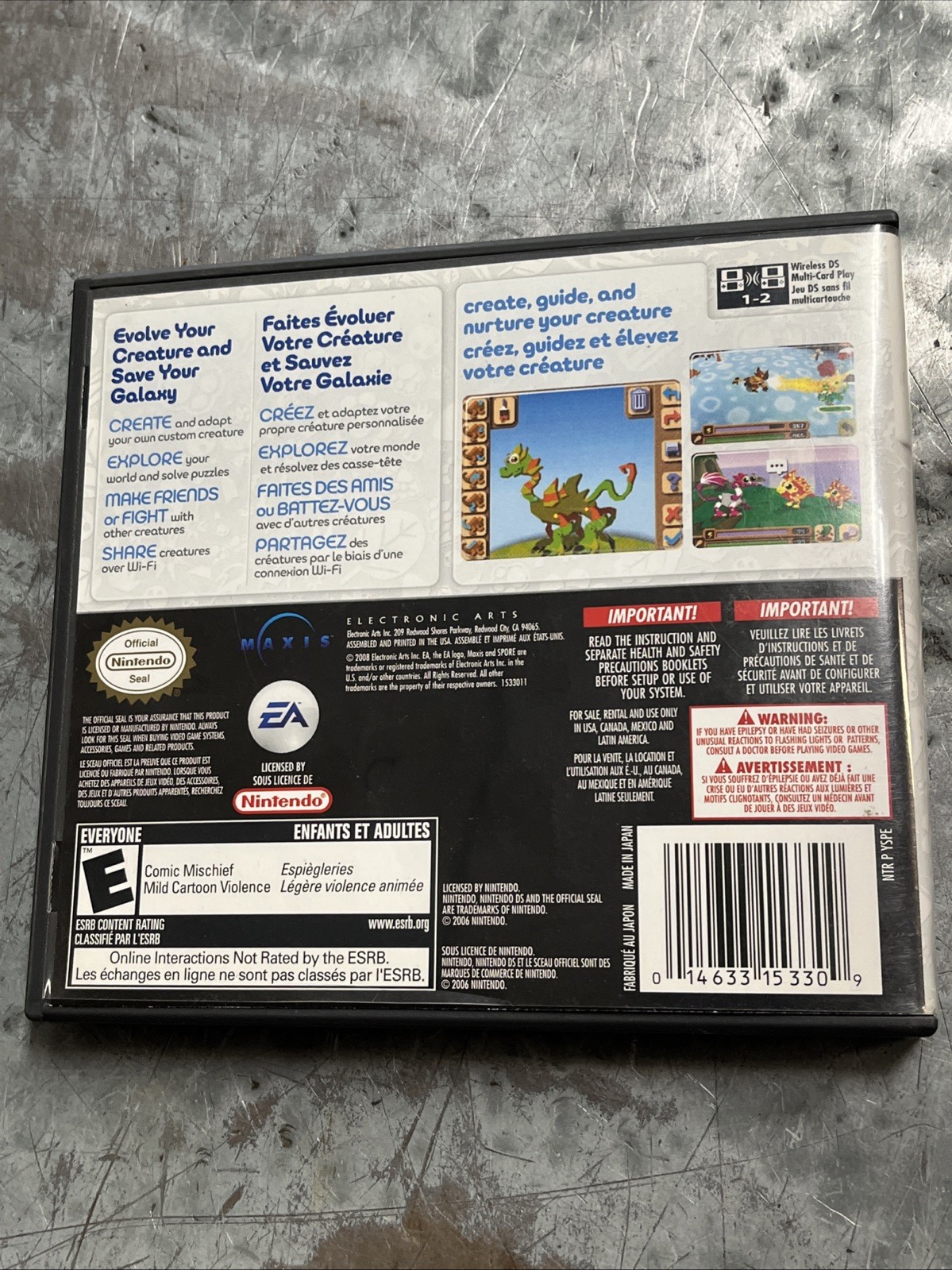 Spore Creatures Nintendo DS Video Game Wi-Fi Creature Creator Evolution Tested