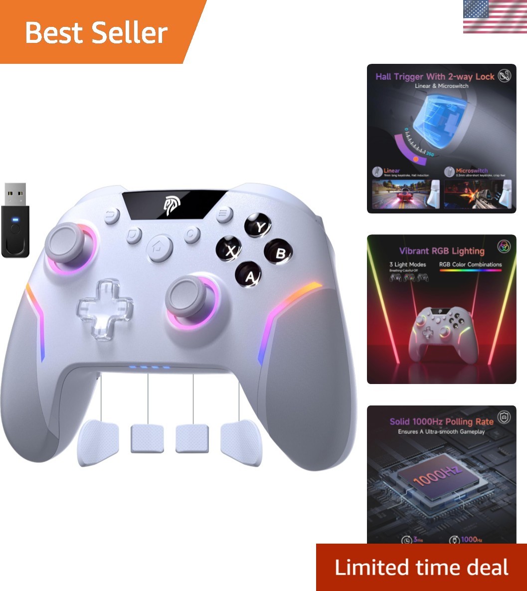 X20 Wireless Gaming Controller with RGB Backlit, 2-Stage Hall Effect Stick, 1…
