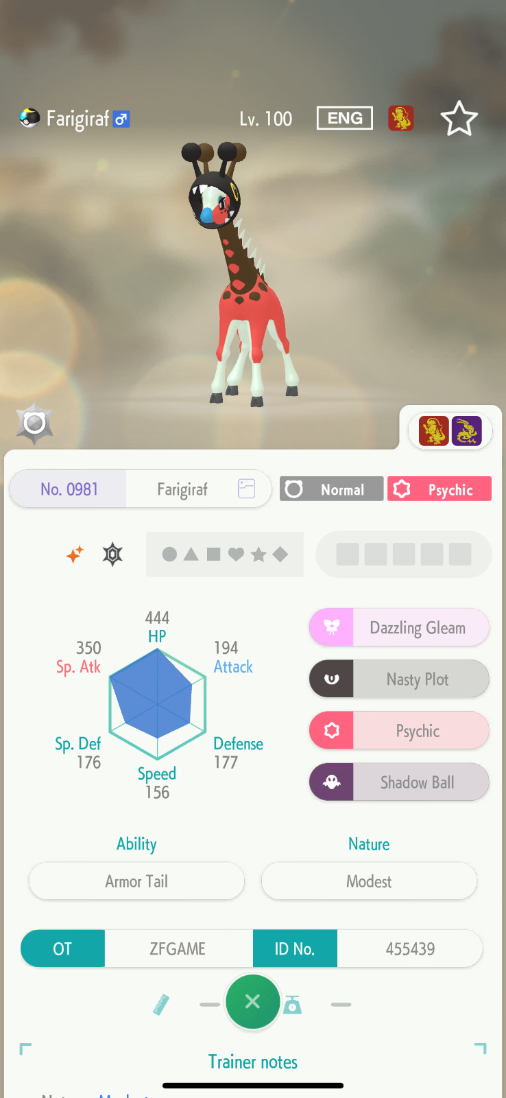 ✨6IV SHINY Farigiraf + EVS🚀 POKEMON HOME✨Champions✨Online delivery⚡