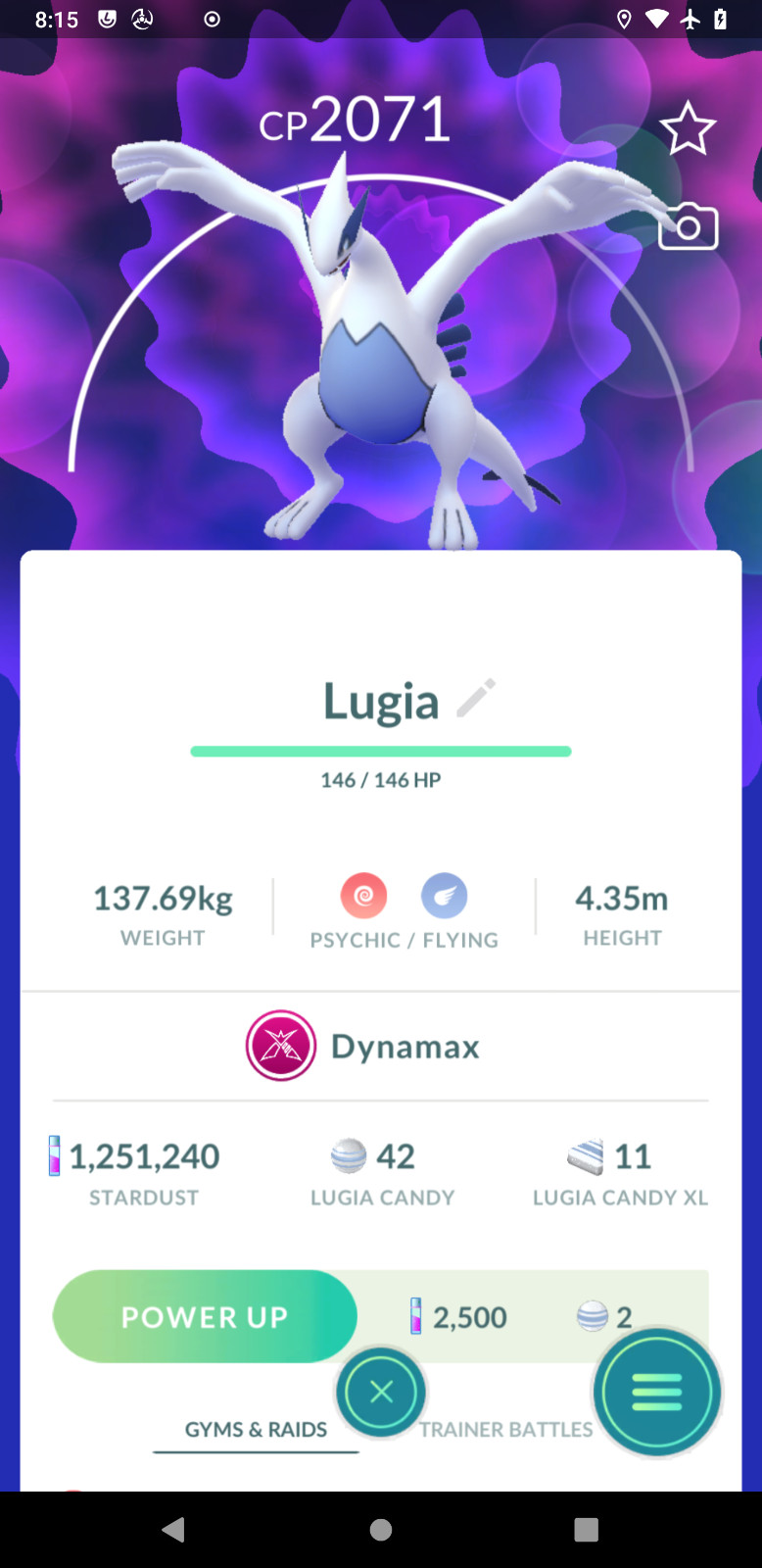 Dynamax Lugia | Tr-de Registered 20K Dust