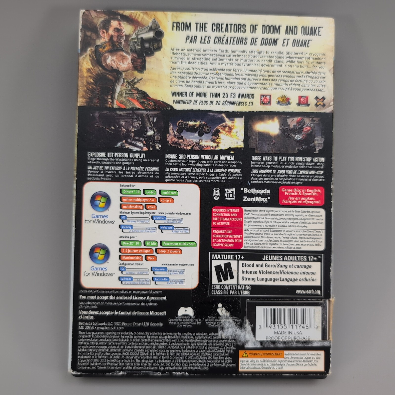 Rage Anarchy Edition PC DVD Video Game Multiplayer Shooter