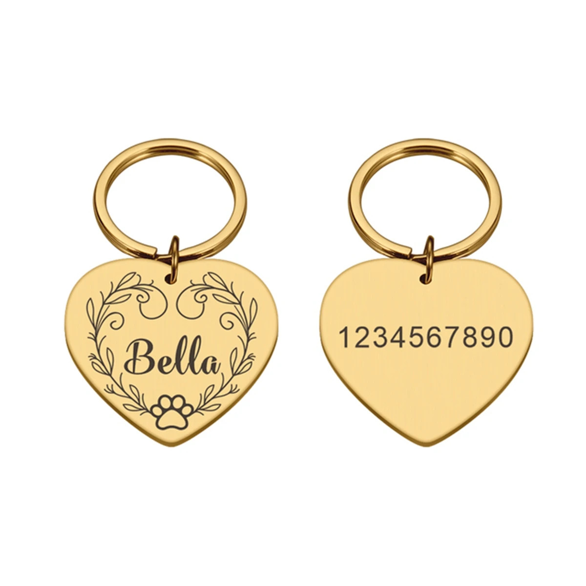 1 Pc Nice Dog Paw Prints and Vine Customized Text Cat Dog ID Tag Name with Cute