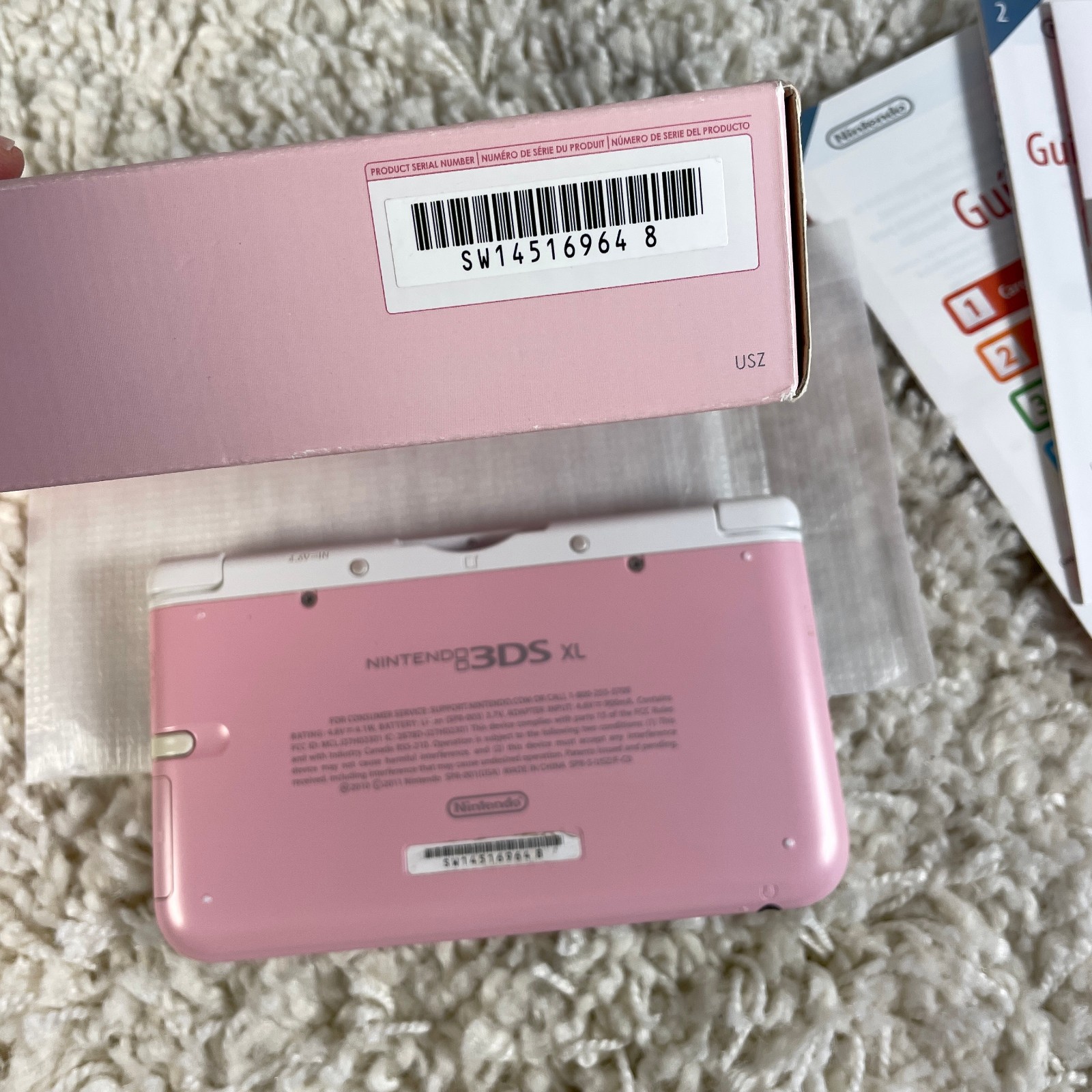 Nintendo 3DS XL Pink White Handheld System Console SPR-001 Complete in Box CIB
