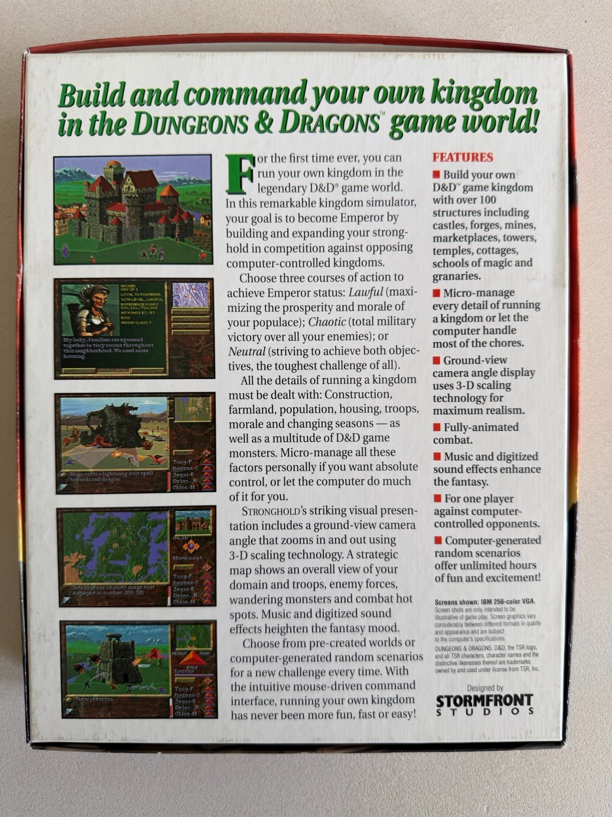 SSI Dungeons Dragons Stronghold MS-DOS 3.5″ Floppy PC 1993 Big Box