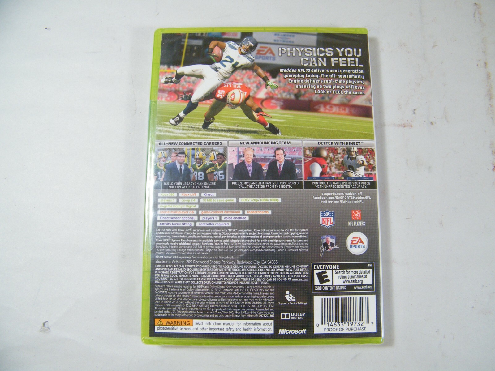 MADDEN NFL 13 XBOX 360 BETTER WITH KINECT, NEW, SEALED