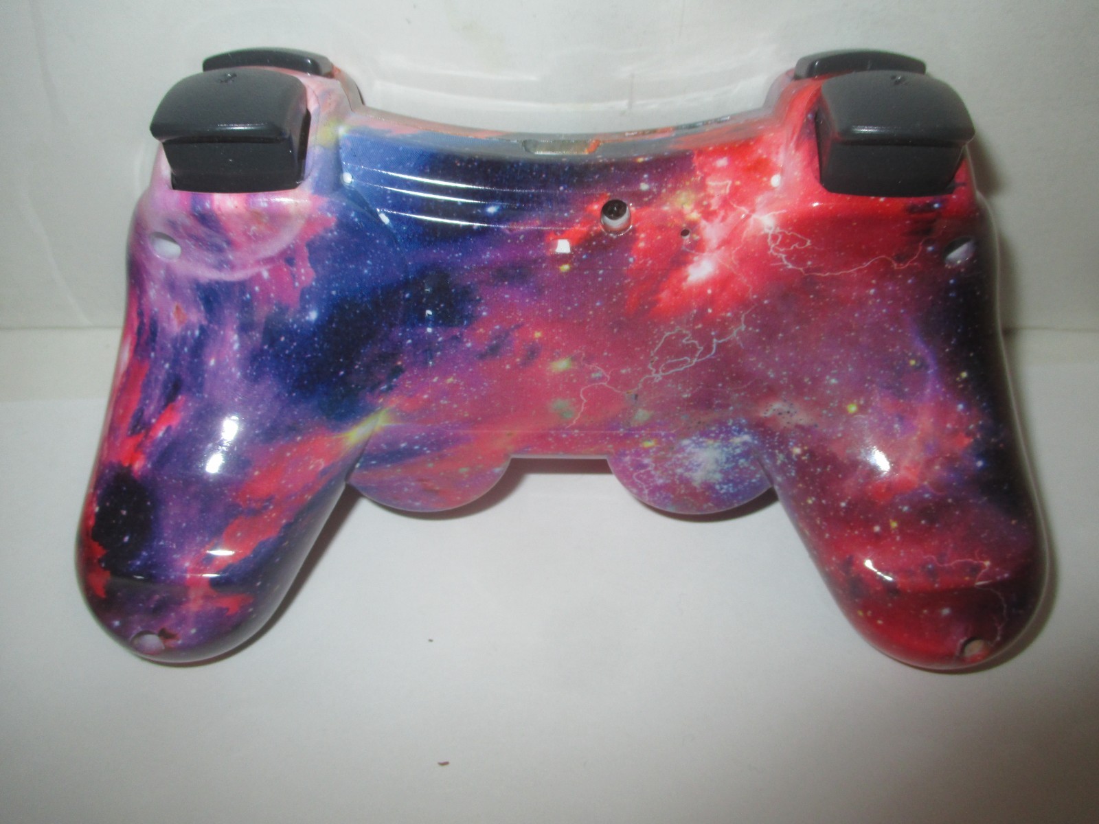 PAIR PLAYSTATION 3 PS3 3RD PARTY CONTROLLERS BLACK SKULL RED COSMOS+CORDS AS IS