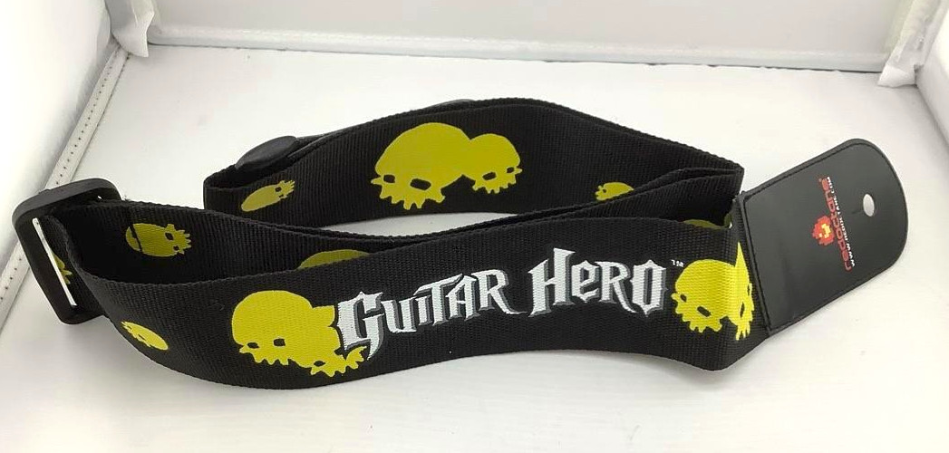NEW Guitar Hero Red Octane Brand Black w/ YELLOW SKULL Replacement STRAP rock
