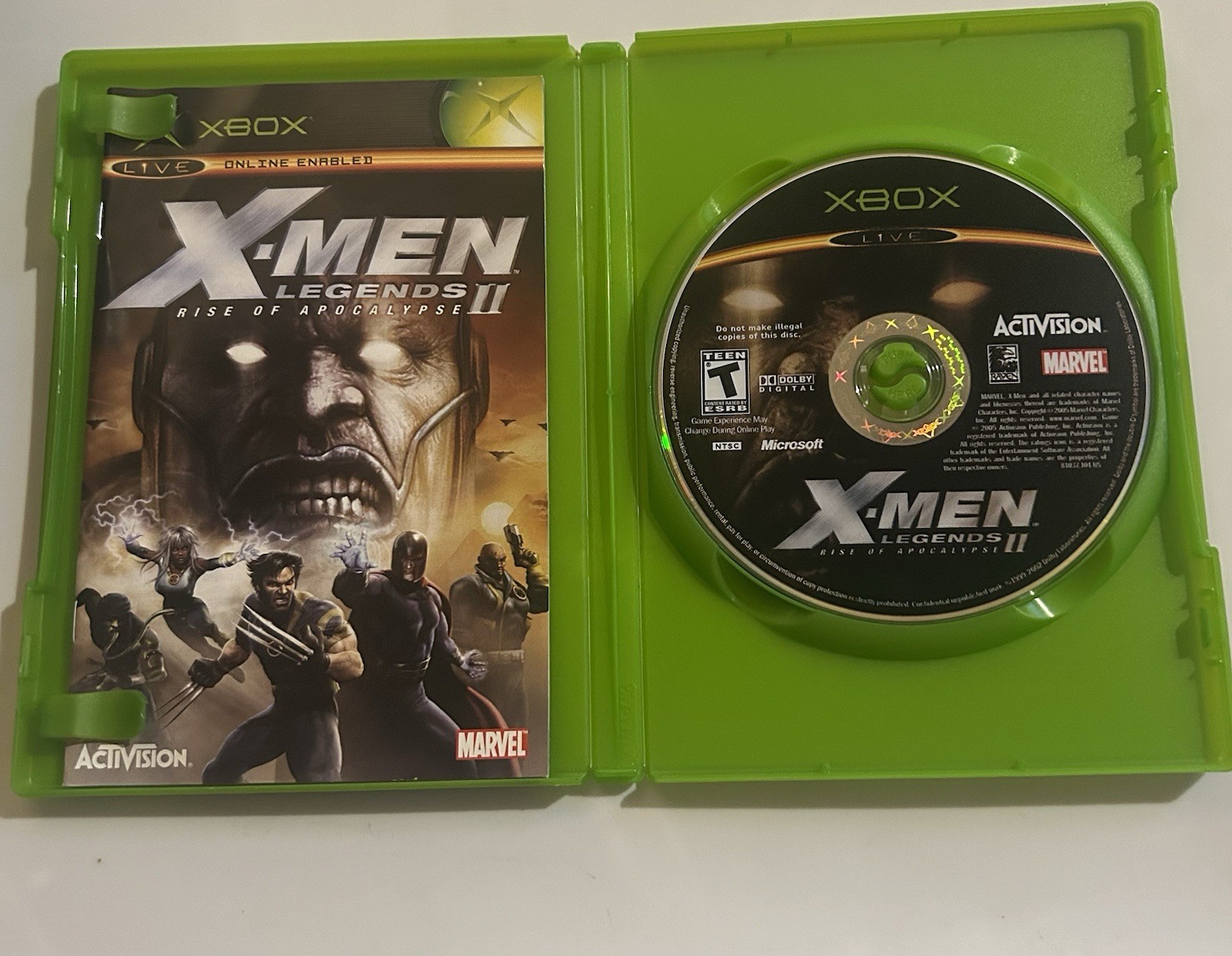 Xbox X-Men Legends & X-Men Legends II Rise of Apocalypse w/Guide Book & Manuals