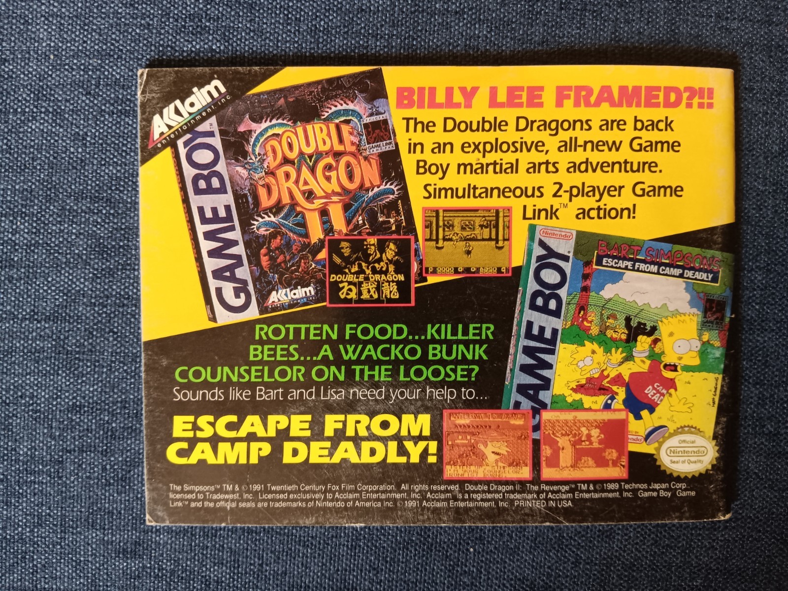 The Simpsons: Bart vs. the World (Acclaim, 1991) Game w/ Manual ~ Tested, Works