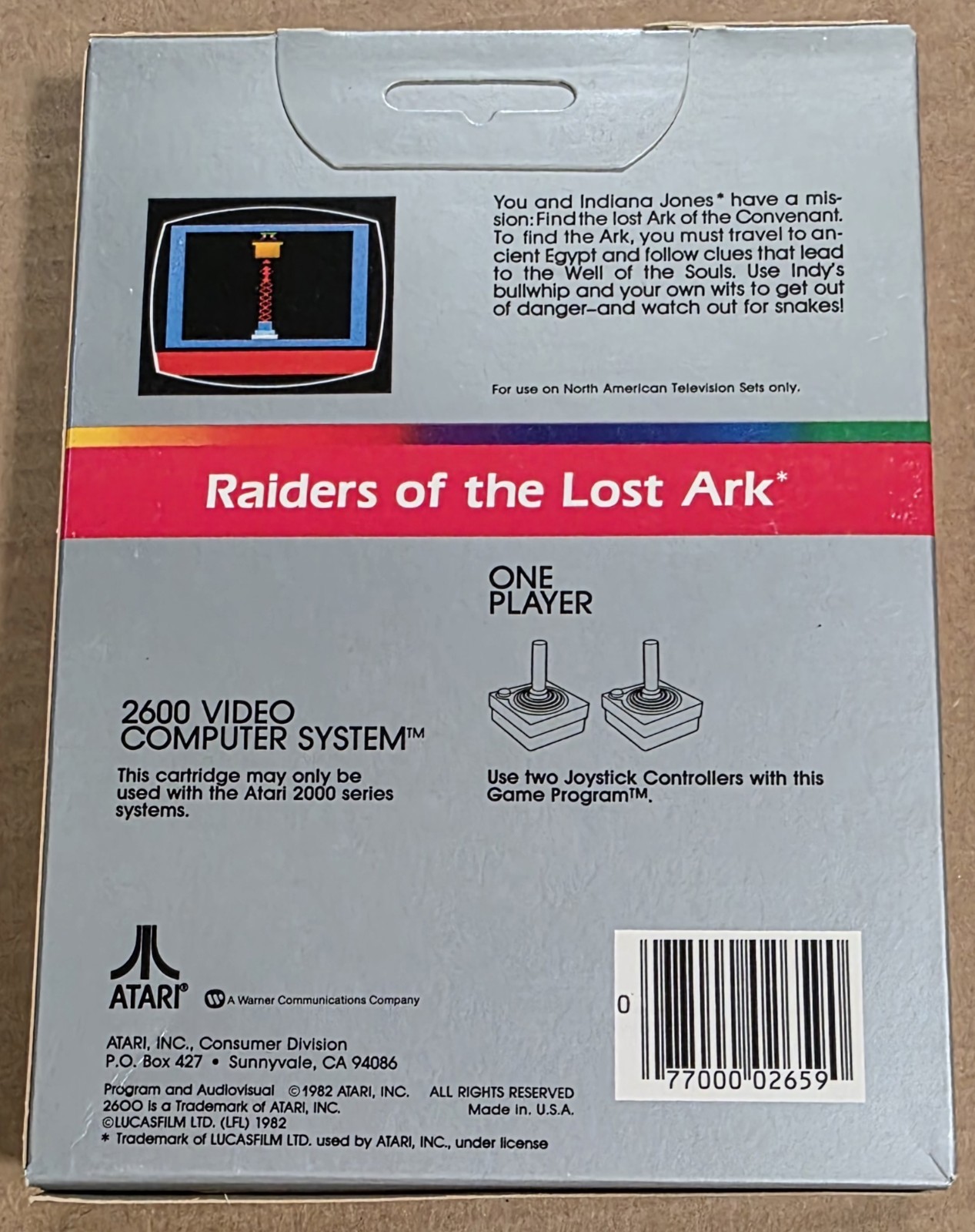 Atari 2600 Video Game Cartridge – Raiders of the Lost Ark – Sealed New