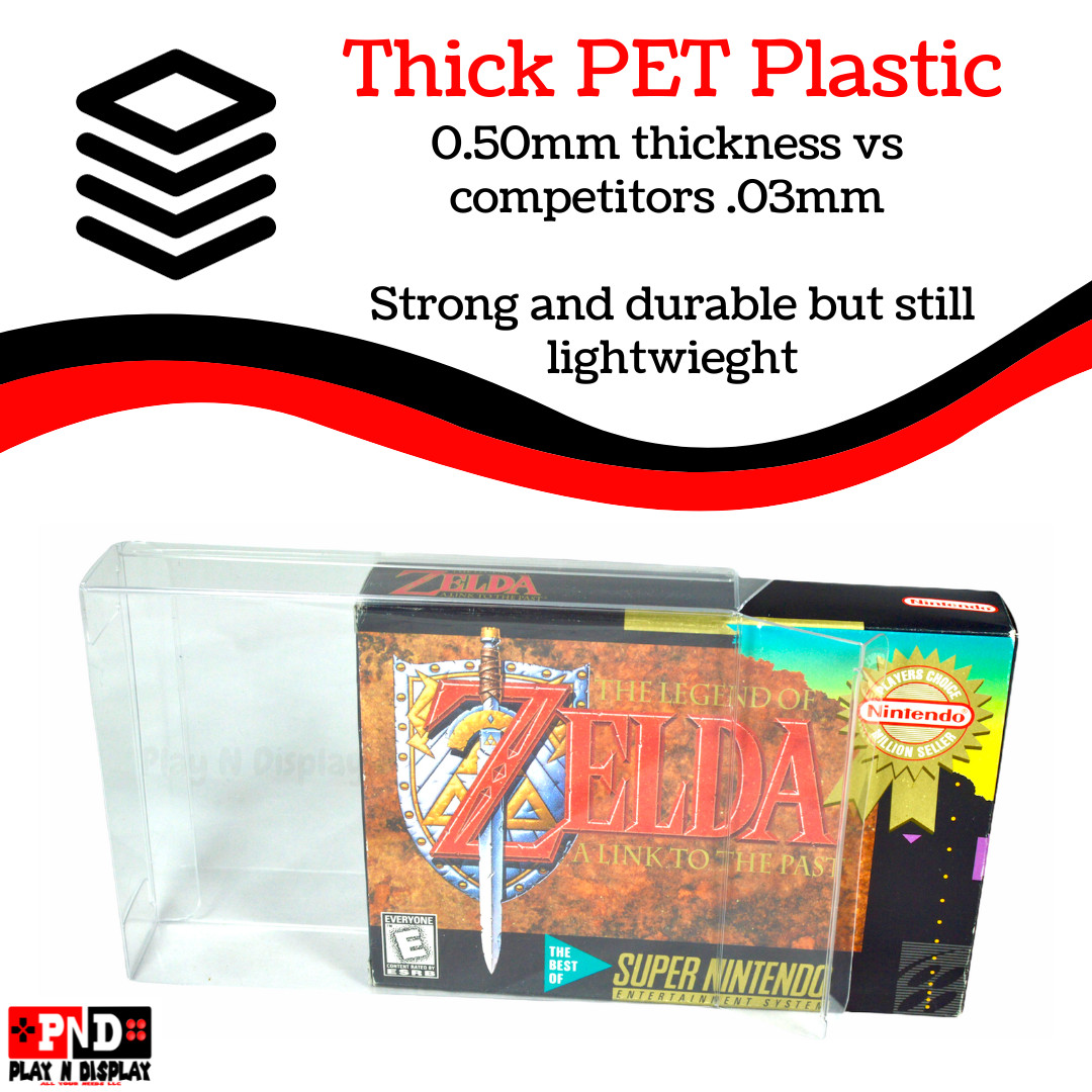 1 SNES N64 Super Nintendo 64 Box Protectors Clear Case Plastic Sleeve PET Thick