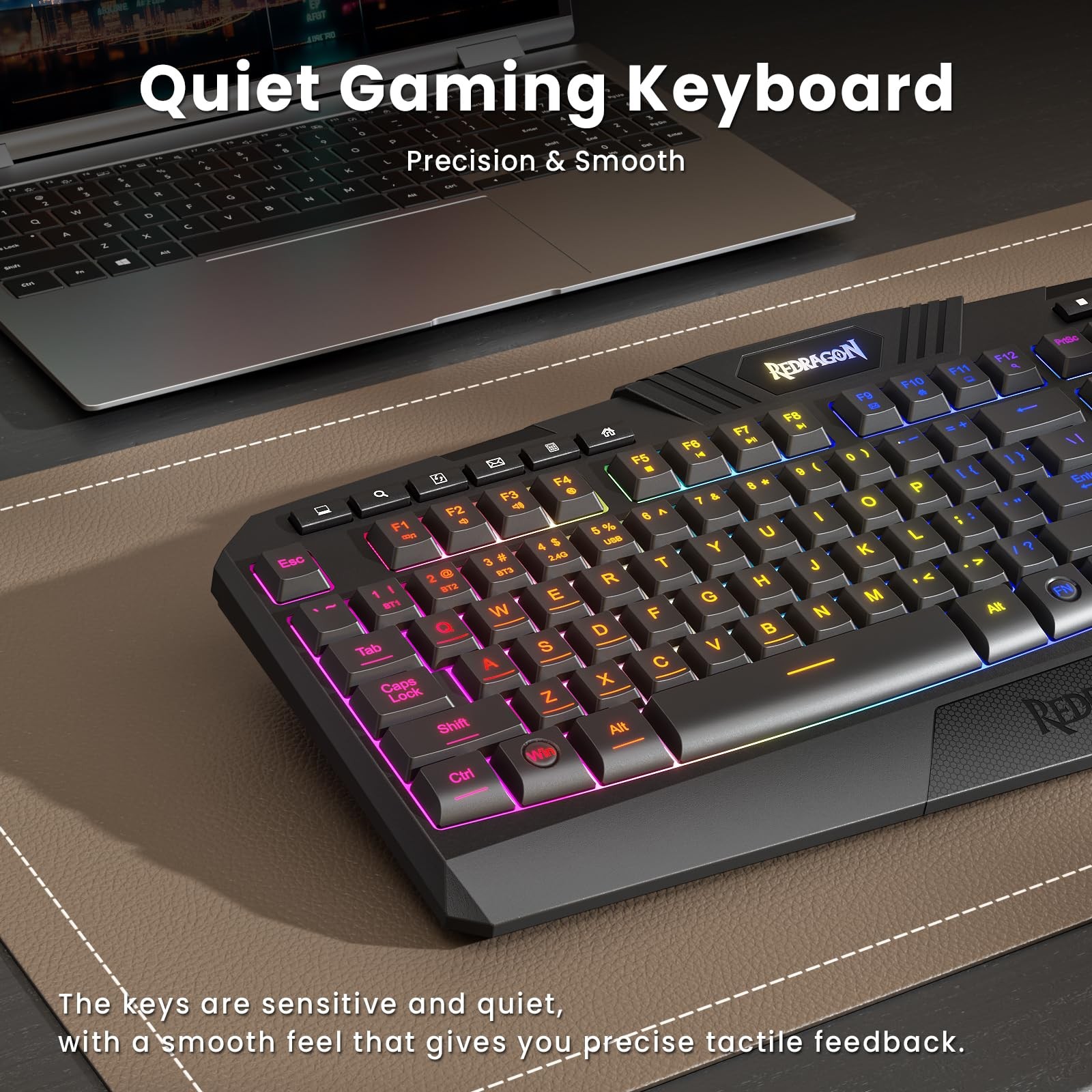 Redragon S101M-Ks Gaming Keyboard And Mouse Wireless Tri-Mode Rgb Keyboard And