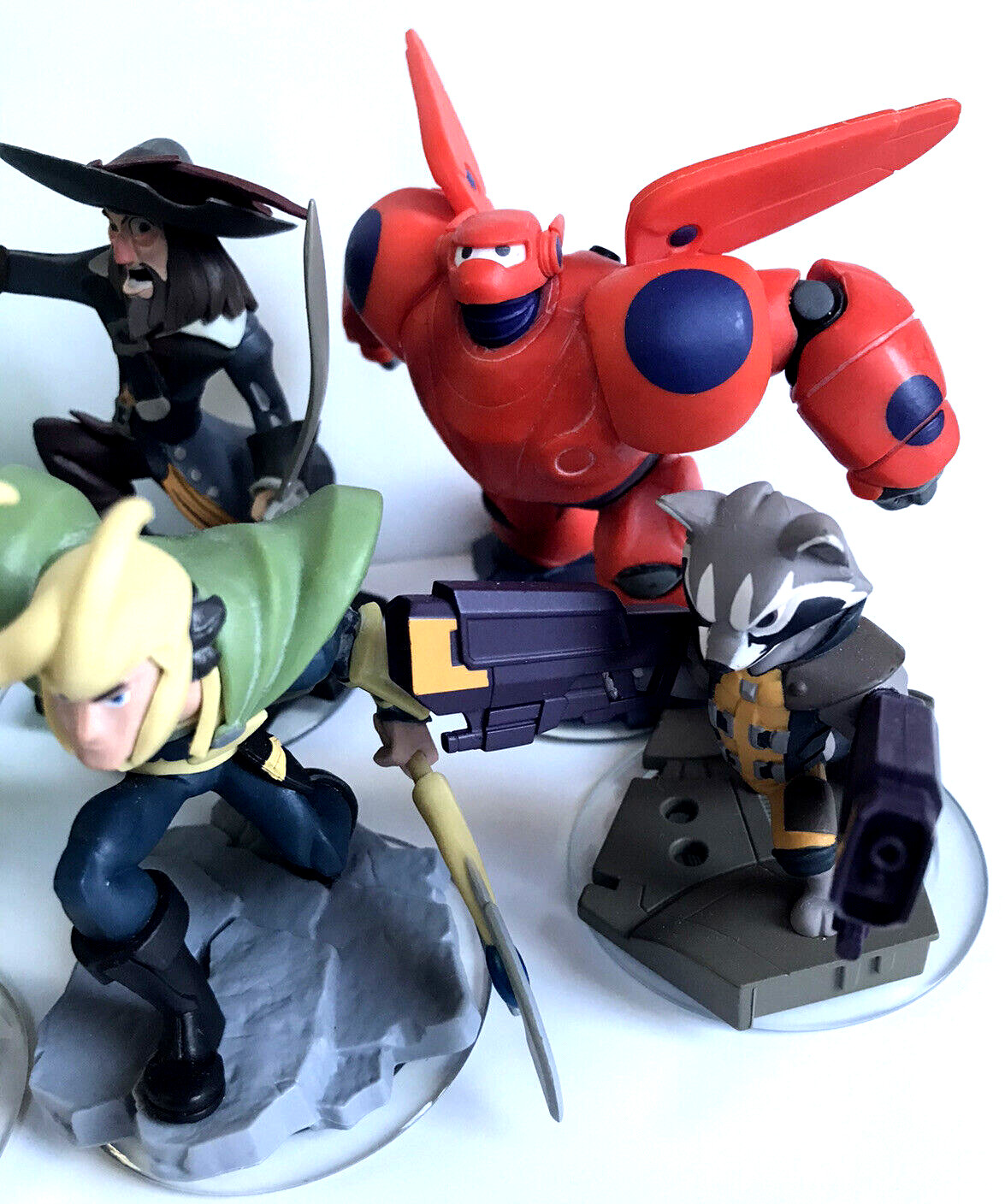 Disney Pixar Infinity Figures (7) Stitch Loki Baymax Barbossa Rocket Mike Sulley