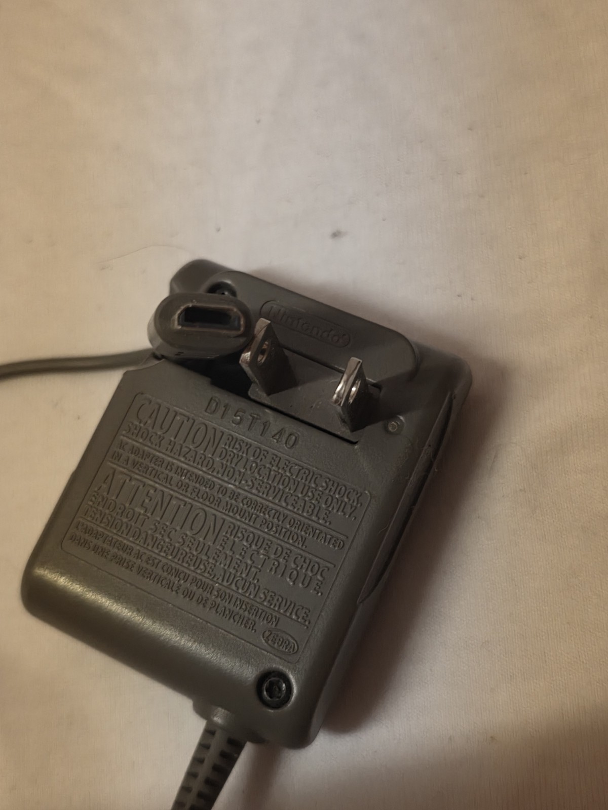 Oem Nintendo AC Adapter Power Cord USG-002 D151140. Grey. Tested Working