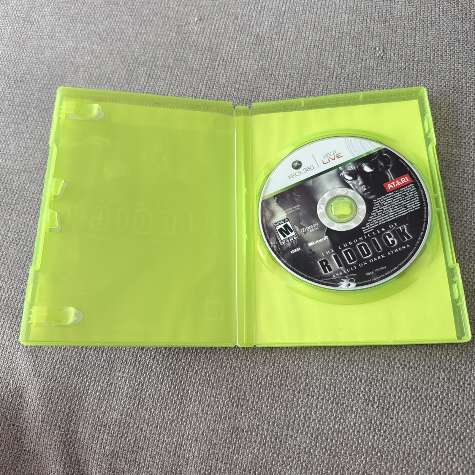 Chronicles of Riddick: Assault on Dark Athena (Microsoft Xbox 360, 2009) NO BOOK