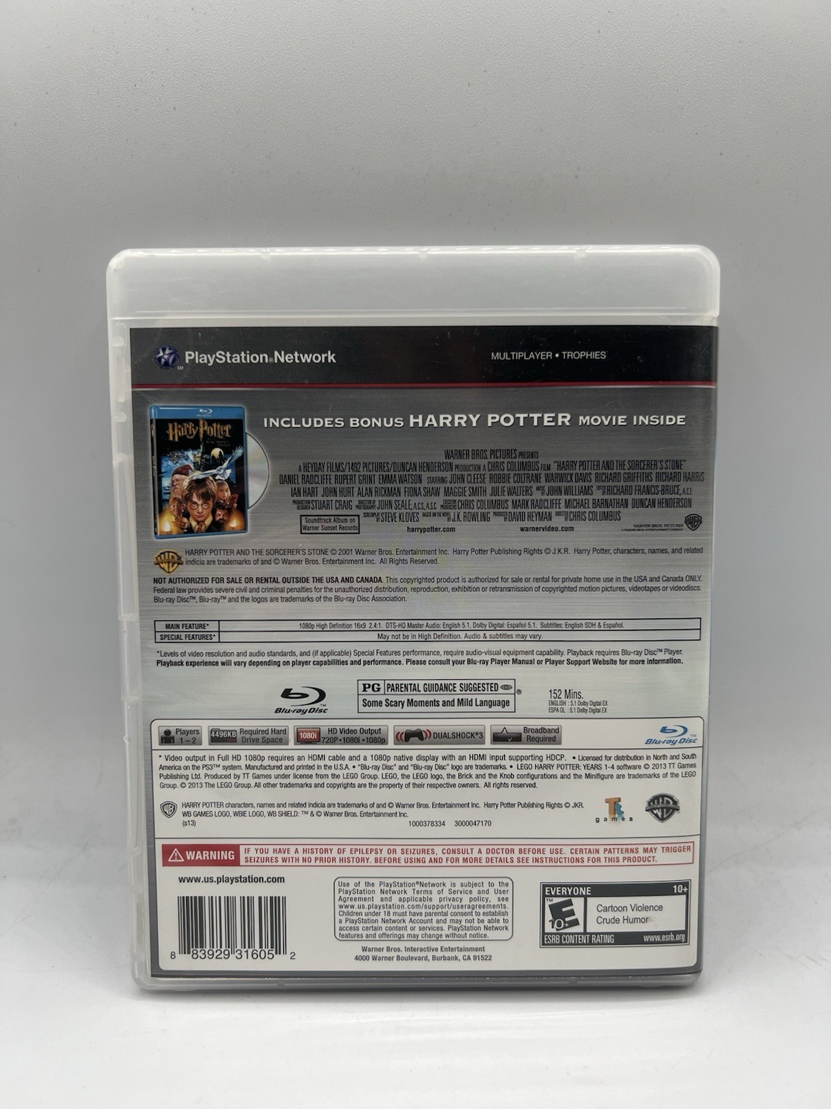 LEGO Harry Potter Years 1-4 + Harry Potter Blu Ray Movie PS3 PlayStation 3 CIB