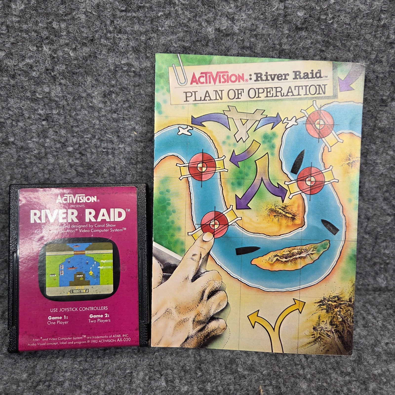 Atari 2600 River Raid Game and Manual Tested 1982