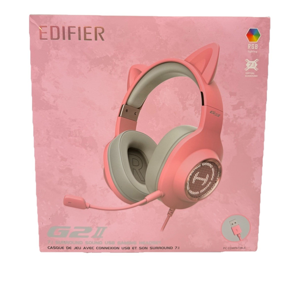 Edifier G2II 7.1 Surround Sound USB Gaming Headset with Microphone, Pink | New