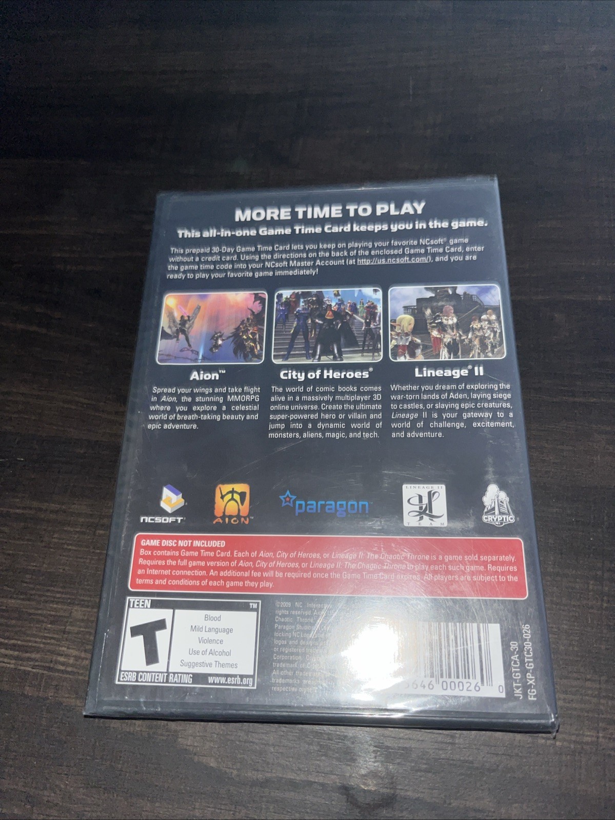 Aion Lineage 2 And City Of Hero’s 30 Day Game Time Card Sealed