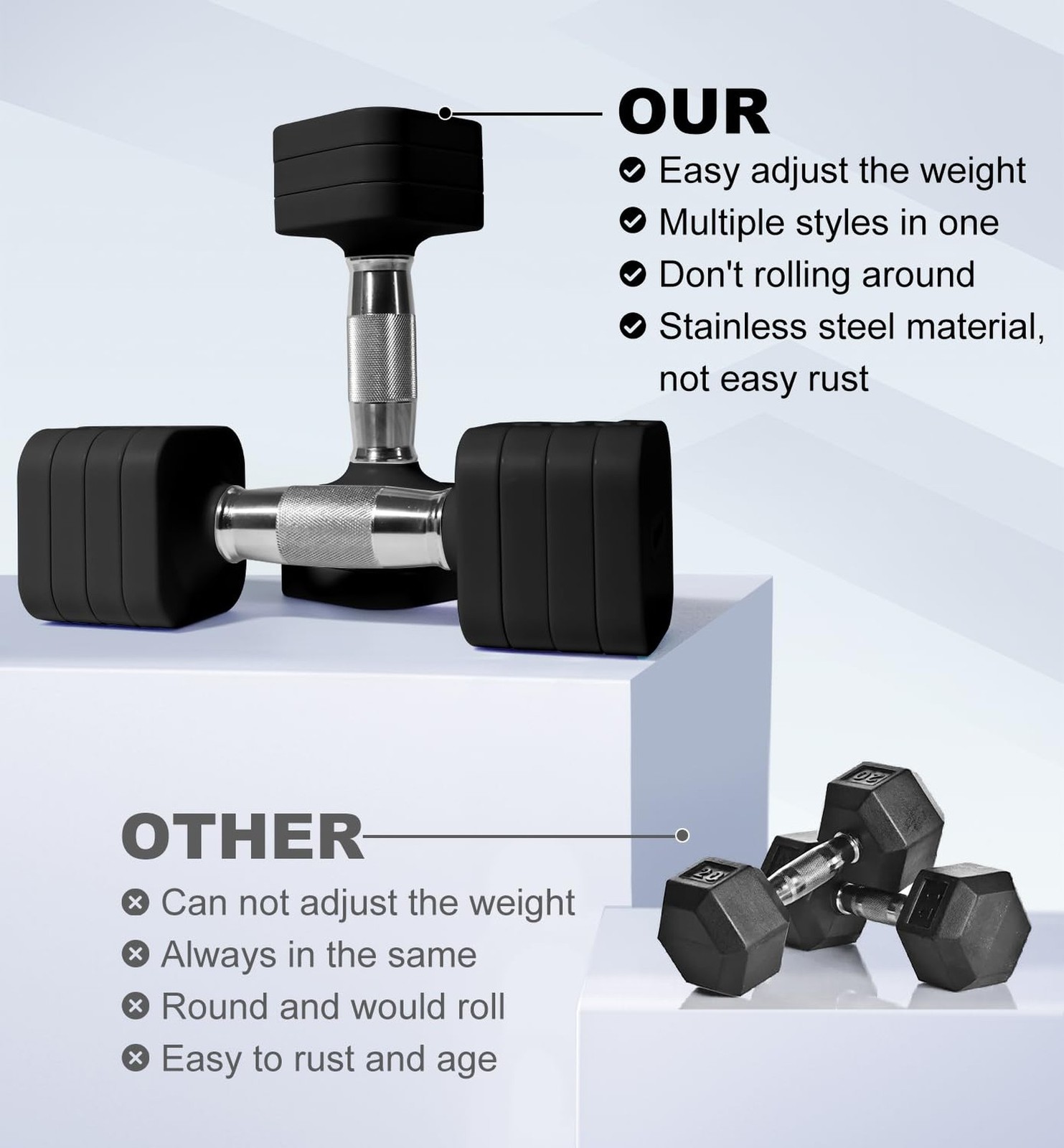 15LB 20LB 40LB 50LB Adjustable Dumbbell Set Free Weights Dumbbells … Fast Ship