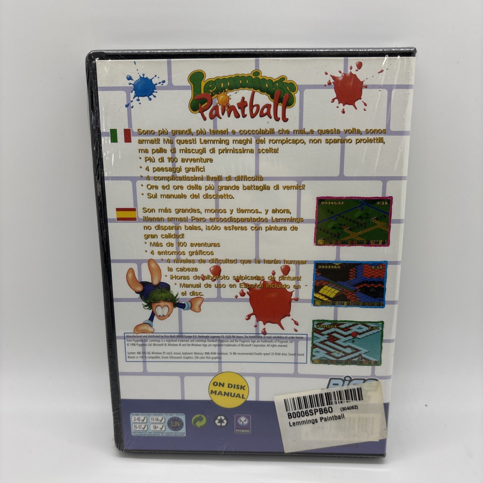Lemmings Paintball (1996) PC CD-ROM, Windows 95/98 – NEW/SEALED