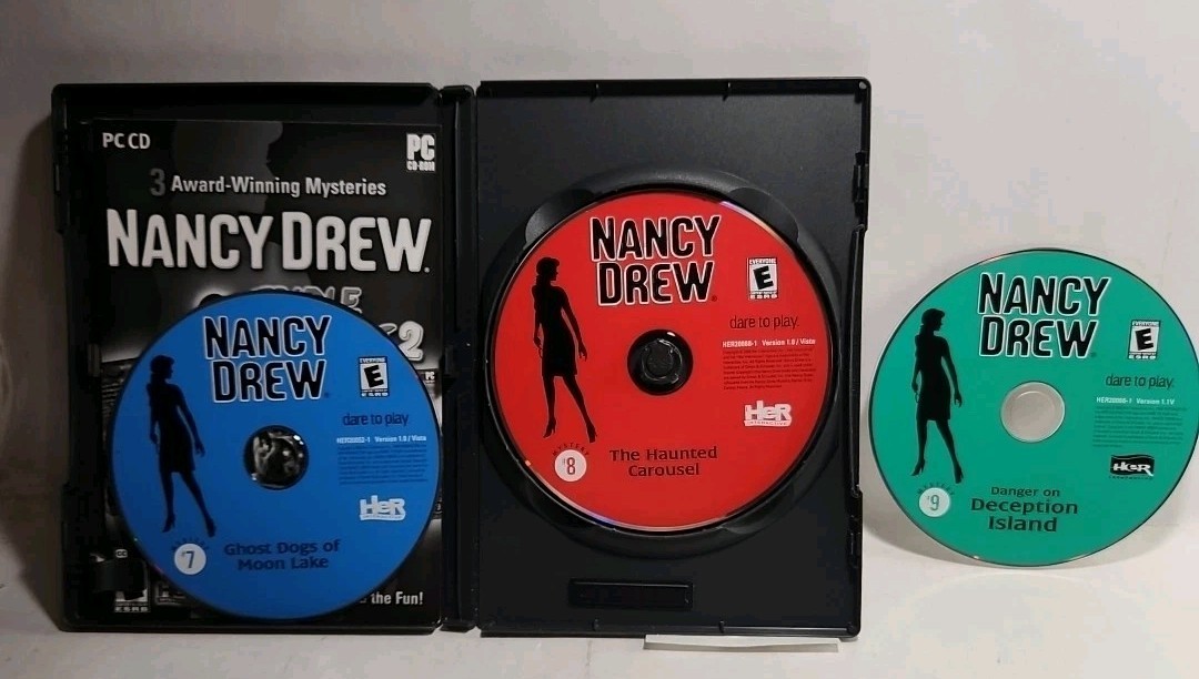 Nancy Drew Triple Threat 2 (PC, 2012) 3 Disc set w/manual No slip 5918